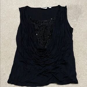 New York & Company Black Sequin Blouse